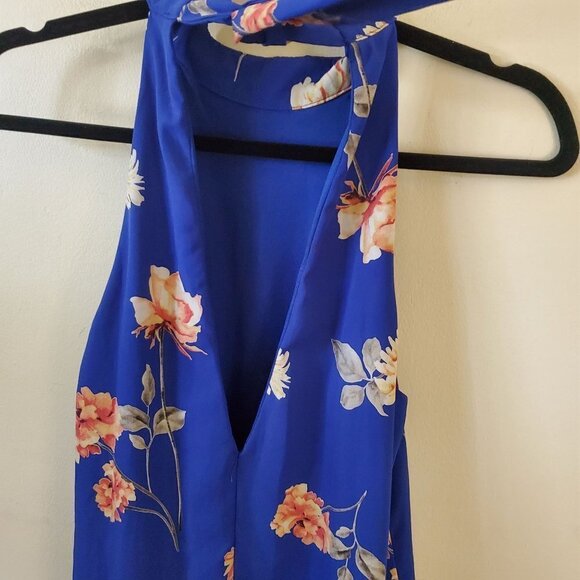 Lulus Darling Dearest Royal Blue Floral Mini Swing Dress Size S - Picture 7 of 10